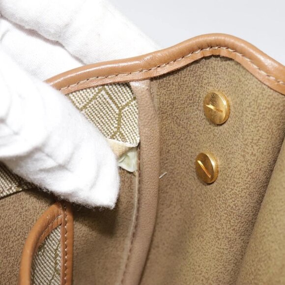 Christian Dior Honeycomb Canvas Shoulder Bag PVC Leather Beige Gold Auth 91284 - Picture 2 of 15